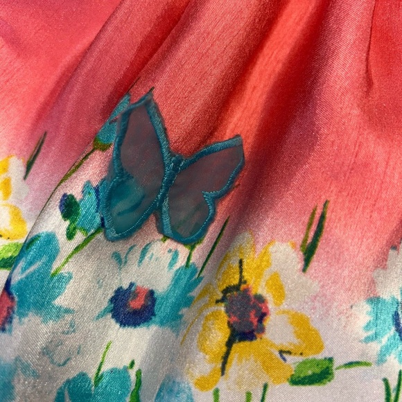 Lilt Floral Kids Dress with 3D Butterflies Coral Pink, Blue, White Formal Size 8 - Picture 6 of 9